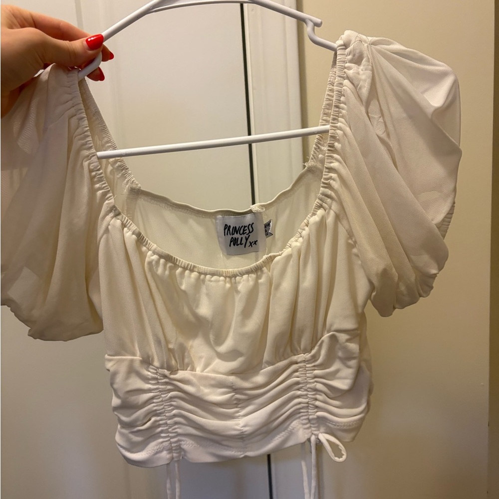 Princess Polly Cream Puff Sleeve Crop Blouse